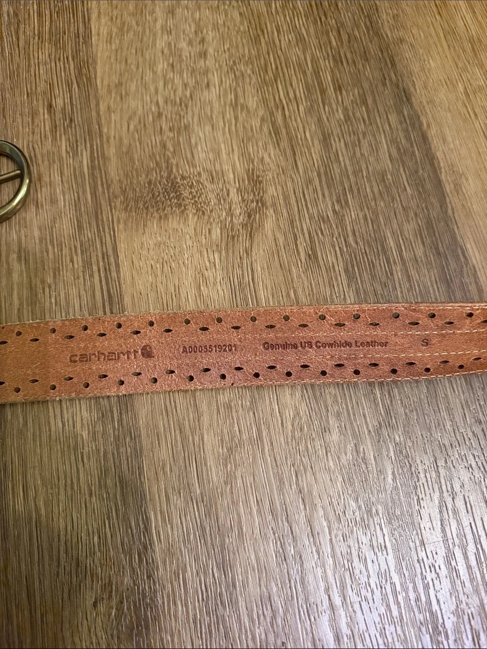 Carhartt Tan Sueded Leather Belt with Brass Oval Buckle